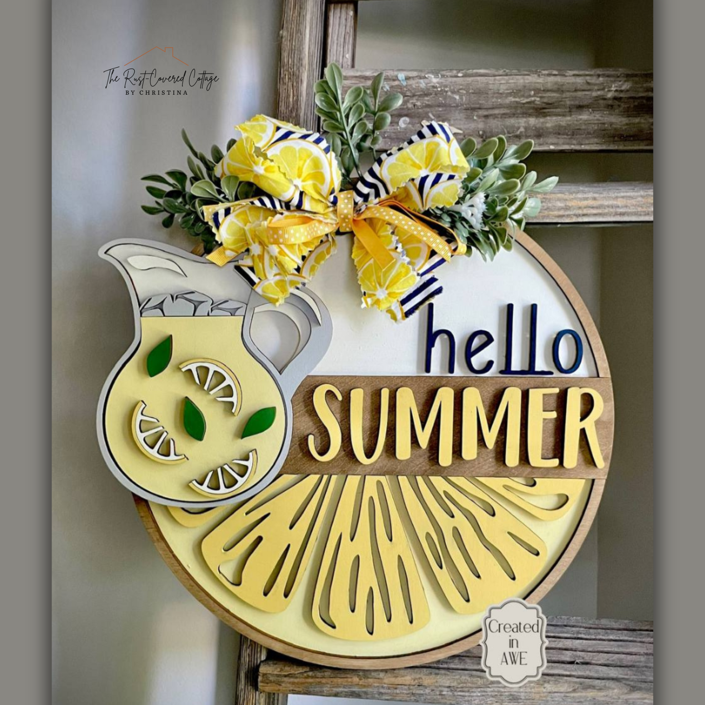 Hello Summer Lemonade Round – DIY Wood Kit | 1/4" Birch Laser Cut