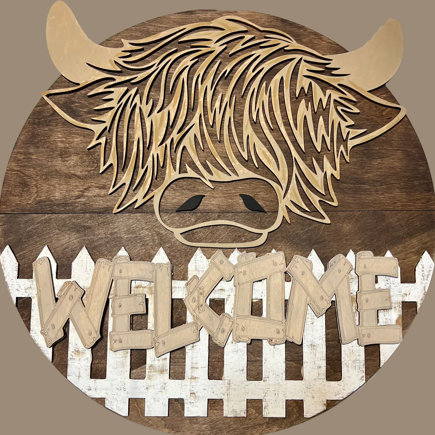 Highland Cow Welcome Door Round