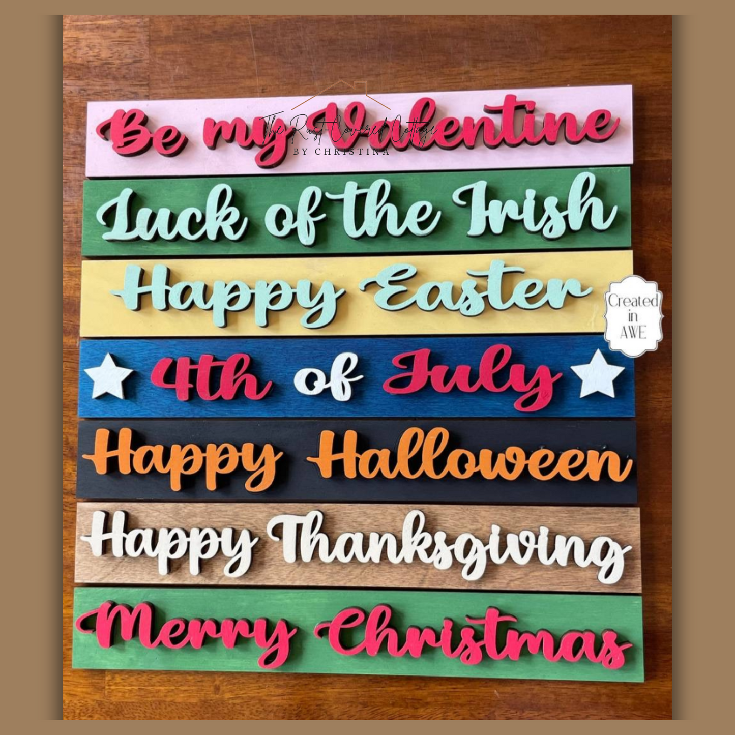 Holiday Sign Inserts for Interchangeable Window Display Shelf