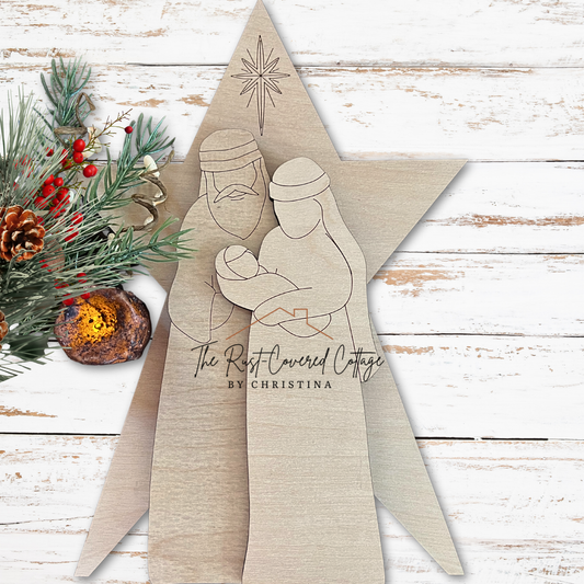 Holy Family DIY Wood Kit | Laser Cut 12.5” x 9” Birch Nativity Décor