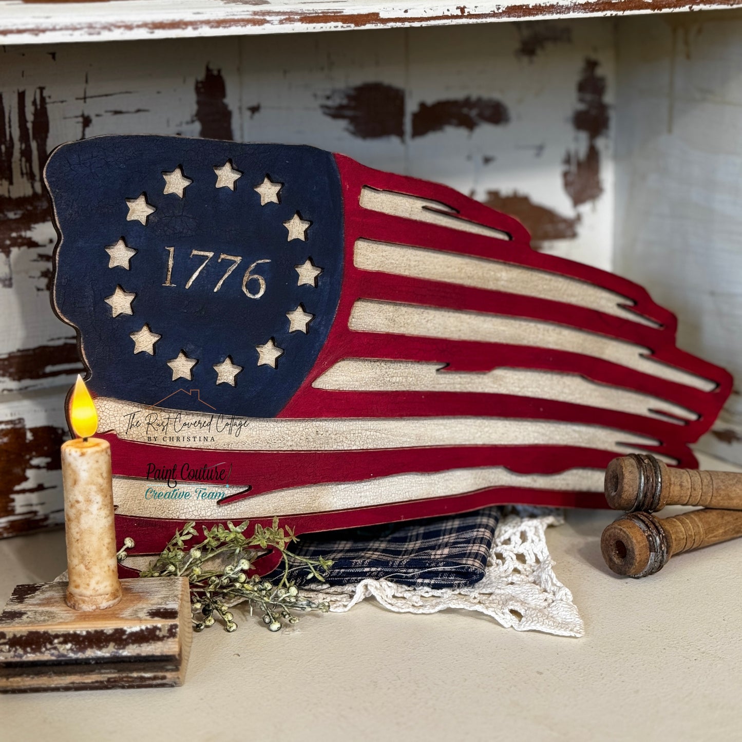 Betsy Ross Flag Wood Kit – “God Bless the USA” Patriotic DIY Decor