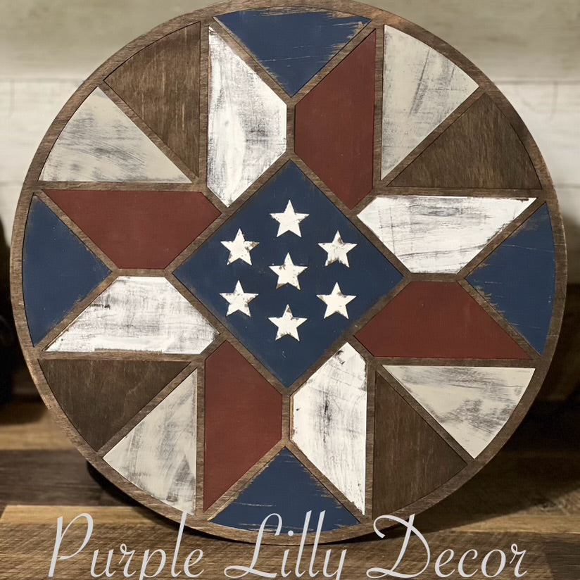 Patriotic Barn Quilt Door Round