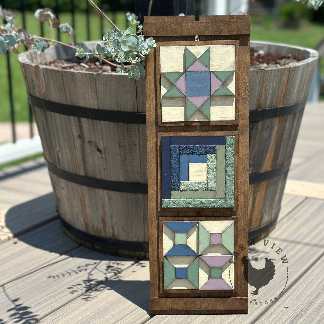 Mini Barn Quilt Block Set | Ohio Star, Log Cabin, Spools & Churn Dash
