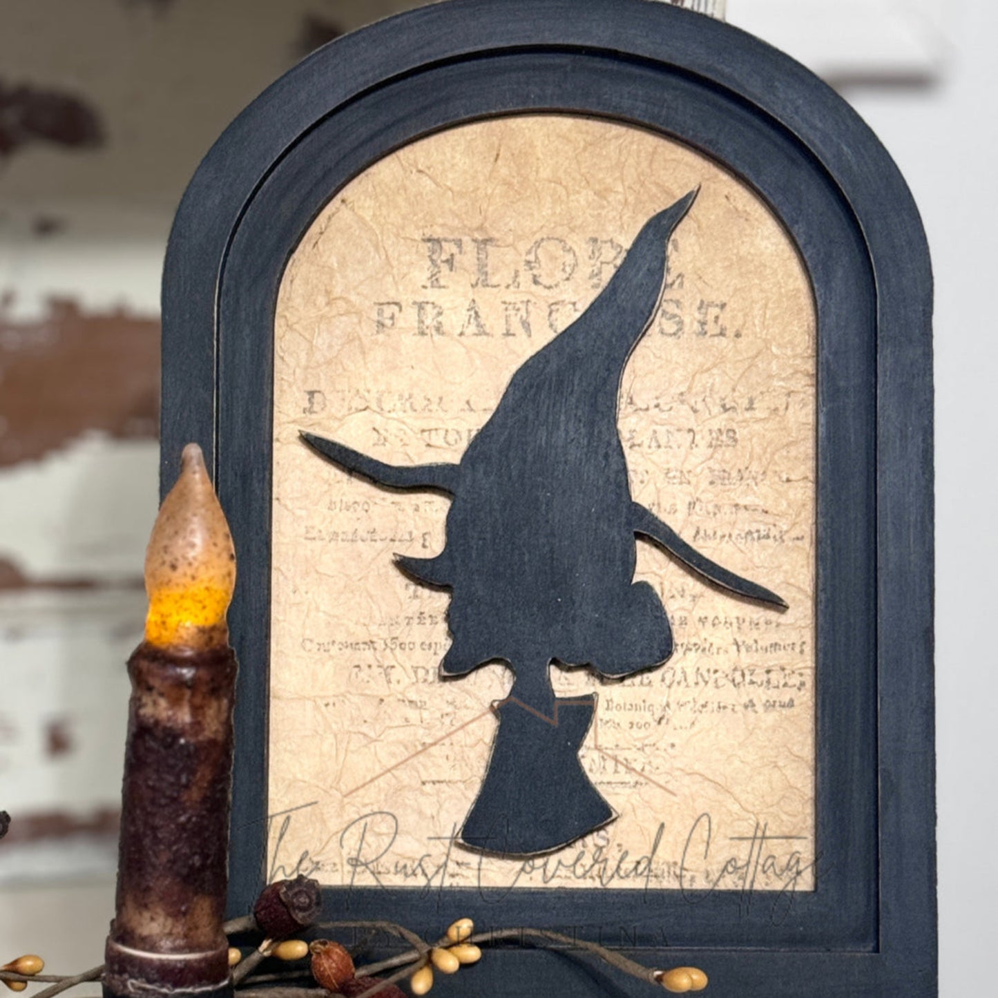 Arched Display Frame with Witch Silhouette | Fall DIY Wood Kit