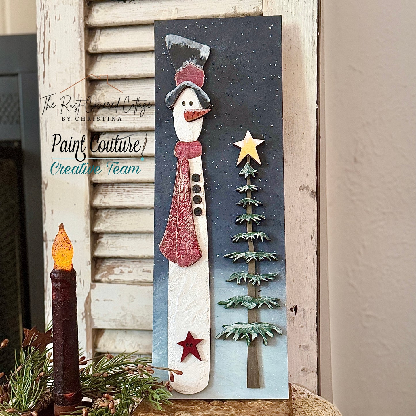 Primitive Snowman with Tree Wood Kit – 16” x 5.5” | Rustic DIY Decor