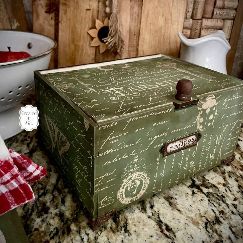 Rustic Recipe Keeper DIY Wood Box | Laser Cut Birch | Farmhouse Kitchen Organizer