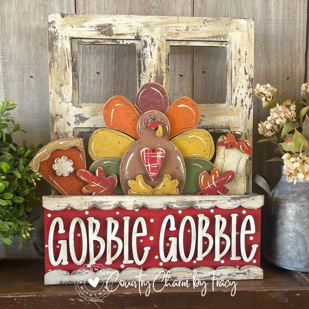 Thanksgiving Window Box Insert | DIY Turkey Wood Kit | Fits Interchangeable Window Box