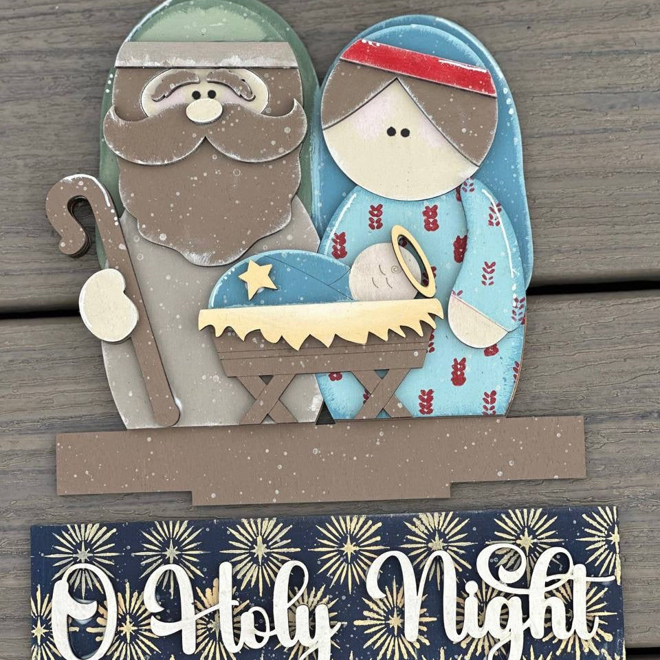 O Holy Night Window Box Insert | Unfinished DIY Nativity Wood Kit