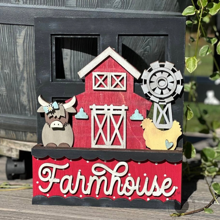 Farmhouse Insert | Interchangeable Window Box Sign | DIY Barn Wood Kit