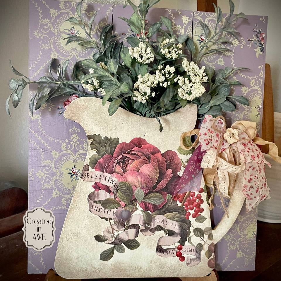 Farmhouse Charm Pitcher DIY Wood Cutout | 8" x 8.75" Birch Craft Shape