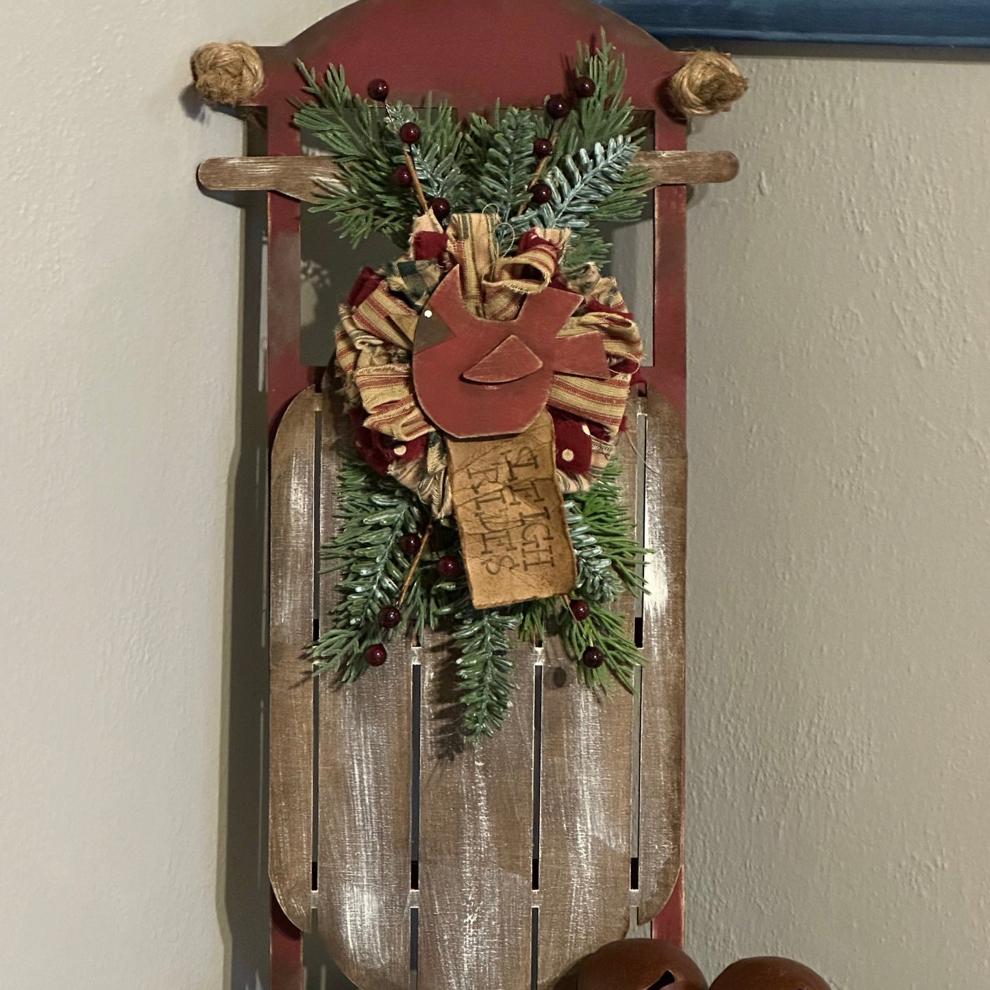 Merry Christmas Sled DIY Wood Kit | Unfinished Laser Cut Holiday Sled Sign (18.5" x 9")