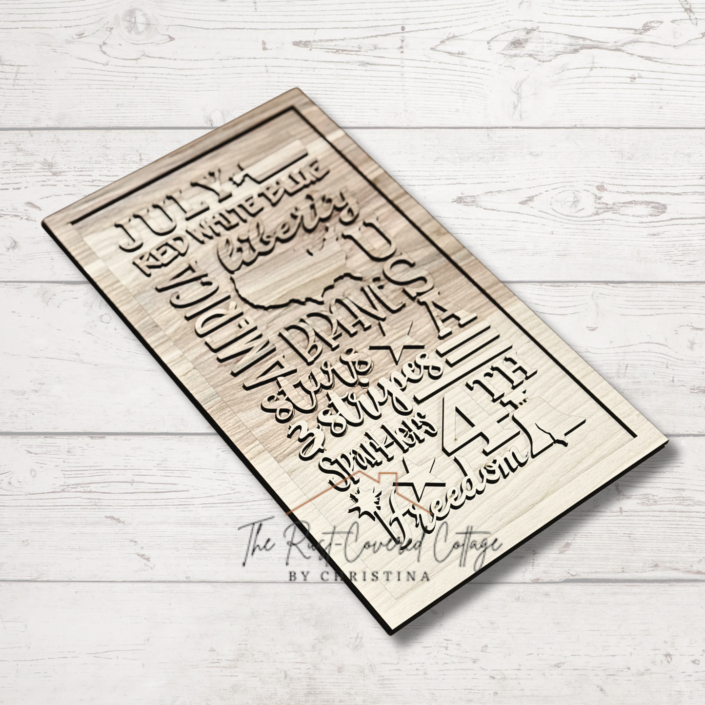 July 4th Word Collage Wood Cutout – Laser Cut 1/4" Birch
