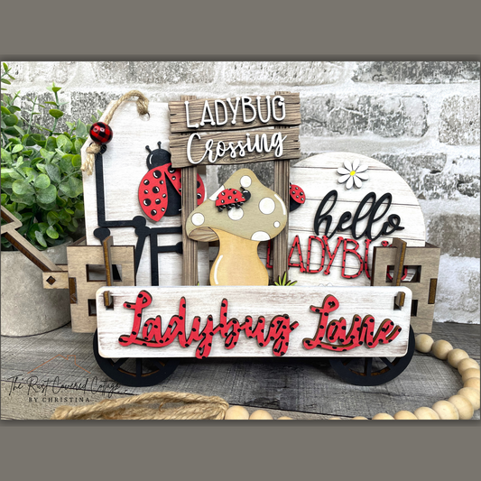 Ladybug Lane Interchangeable Wagon Insert Set – Unfinished Wood Craft Kit