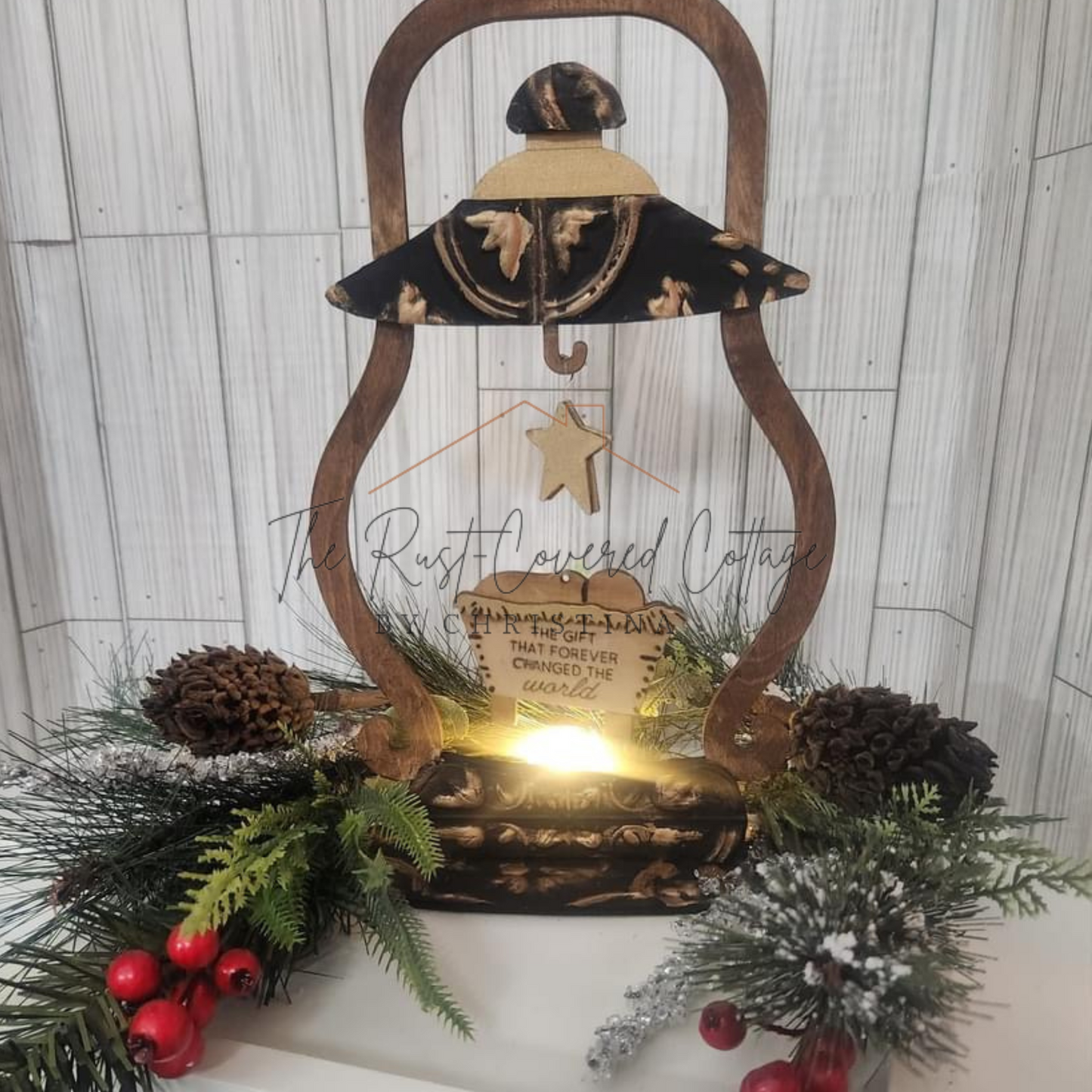 Lantern with Hanging Ornament | 13” Laser Cut Birch DIY Wood Kit