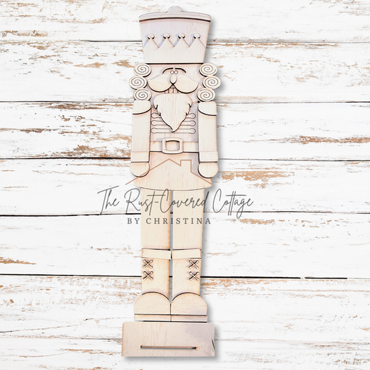 Nutcracker DIY Wood Kit | 15.5” Laser Cut Birch & Maple Christmas Decor