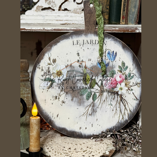 Le Jardin Decorative Cutting Board – Finished with IOD Transfer
