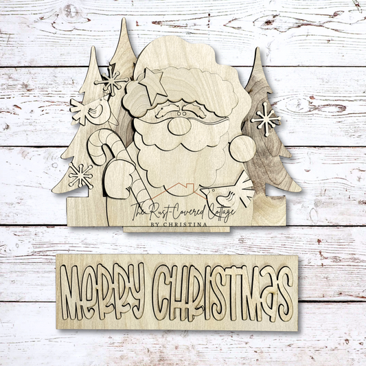 Merry Christmas Insert | Interchangeable Window Box Sign | DIY Santa Wood Kit