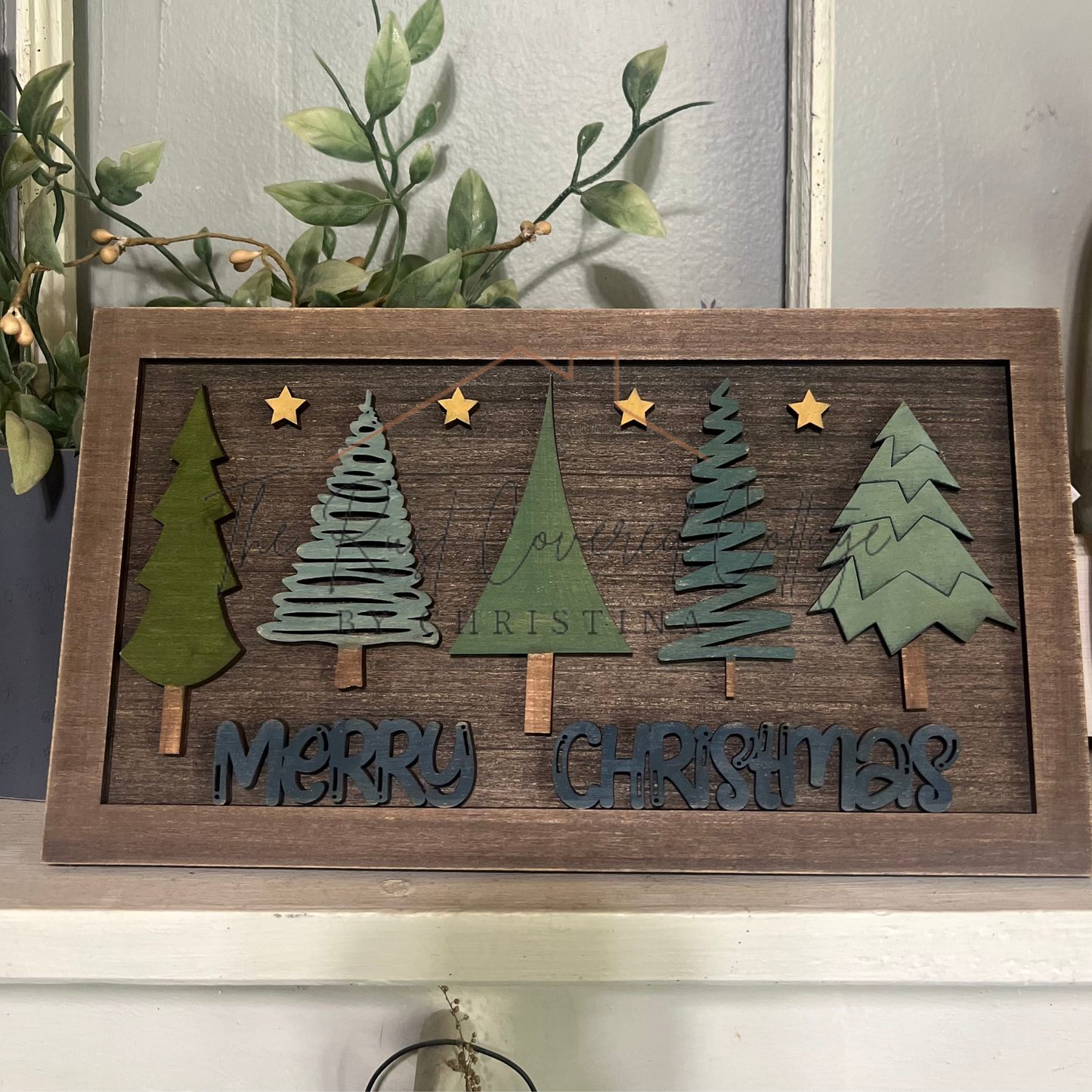 Merry Christmas DIY Wood Sign | 11” x 6” Laser Cut Birch Holiday Décor Kit