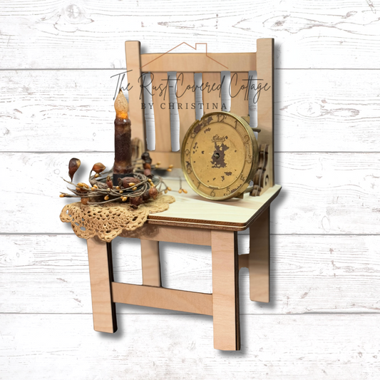 Mini Chair Shelf | 14" Tall Laser Cut Wood Shelf – 1/4" Birch | Display