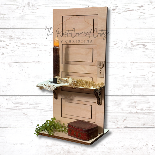 Mini Door Display Shelf | 17" Tall Laser Cut Wood Backdrop – 1/4" Birch