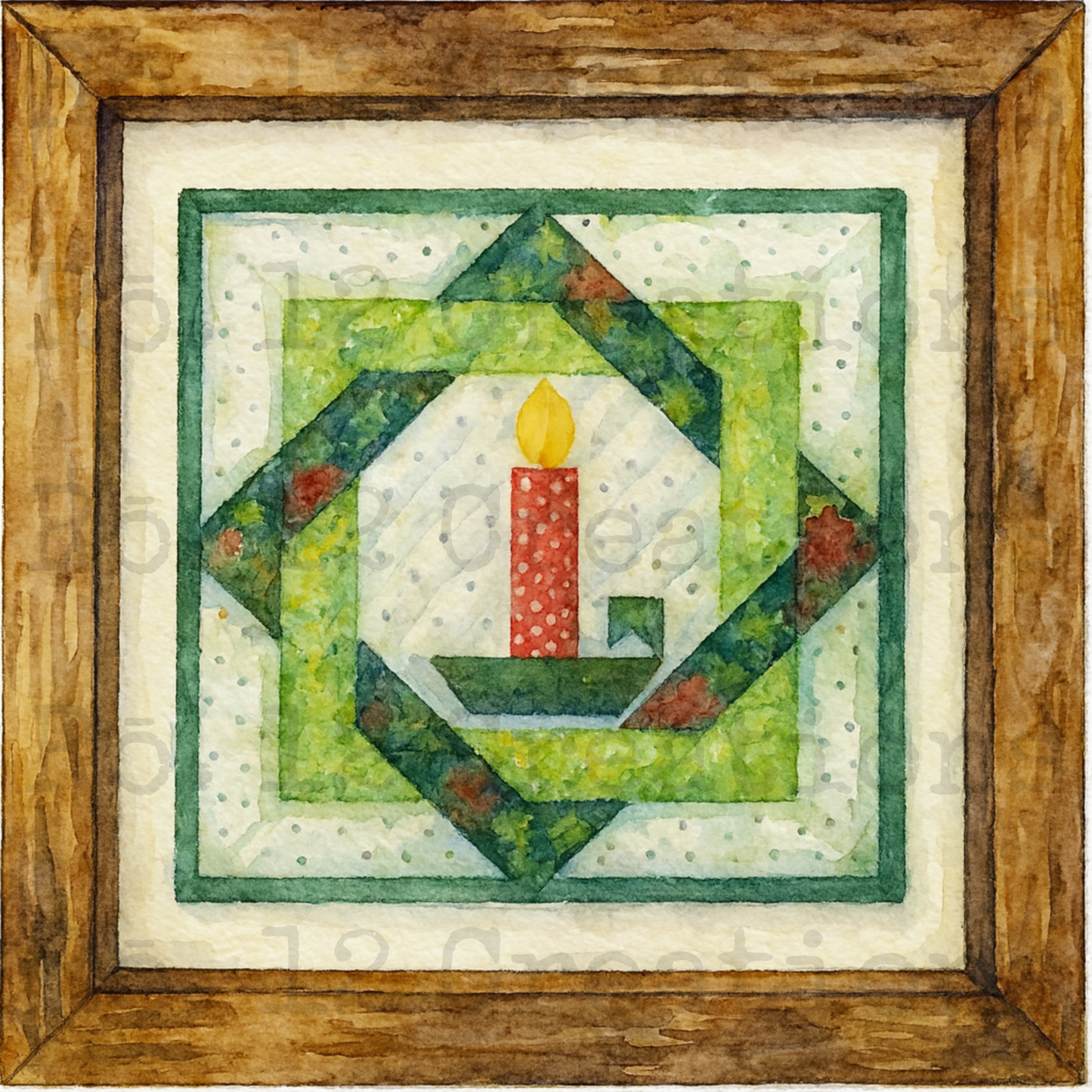 Christmas Candle Labyrinth Quilt Block | Laser Cut DIY Wood Kit | 1/4" Birch, Unfinished 10.5" x 10.5
