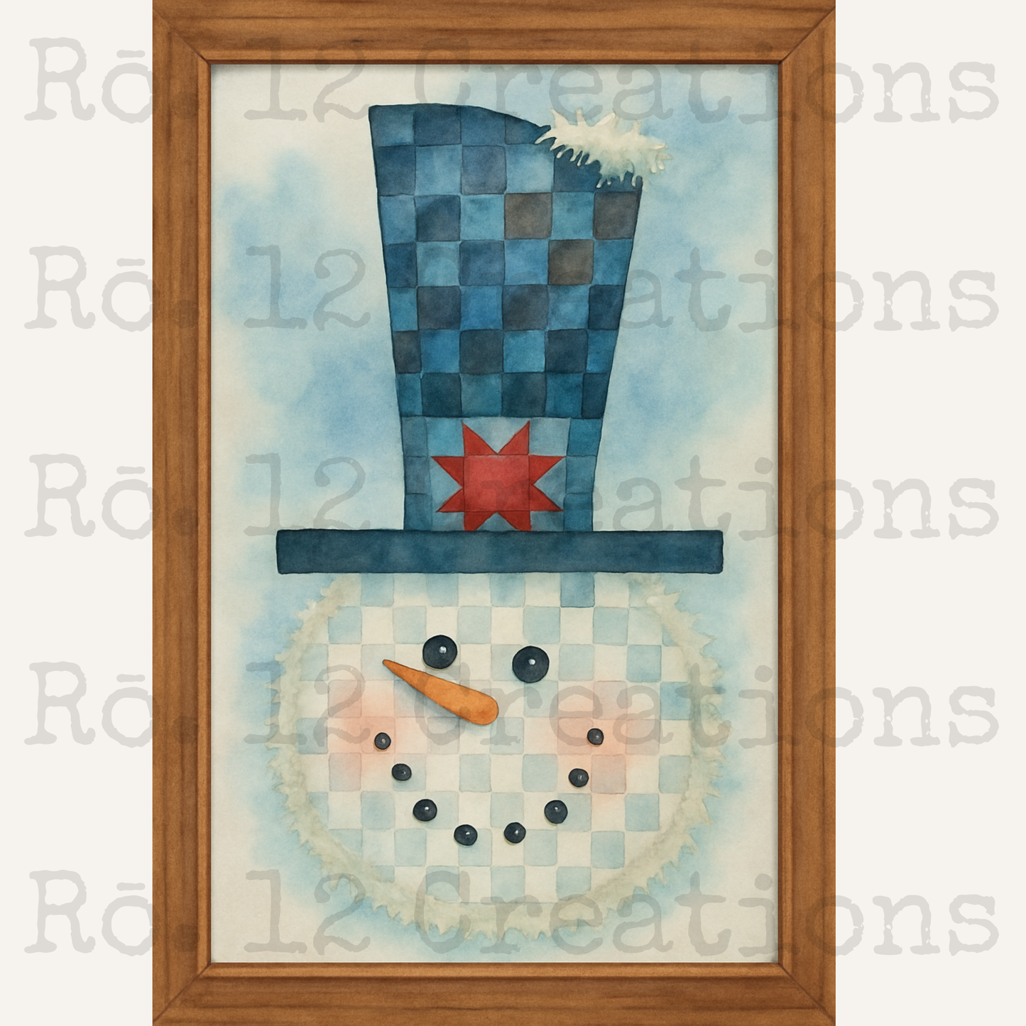Prim Snowman Quilt Block | Laser Cut DIY Wood Kit | 1/4" Birch, 14" x 10" Unfinished