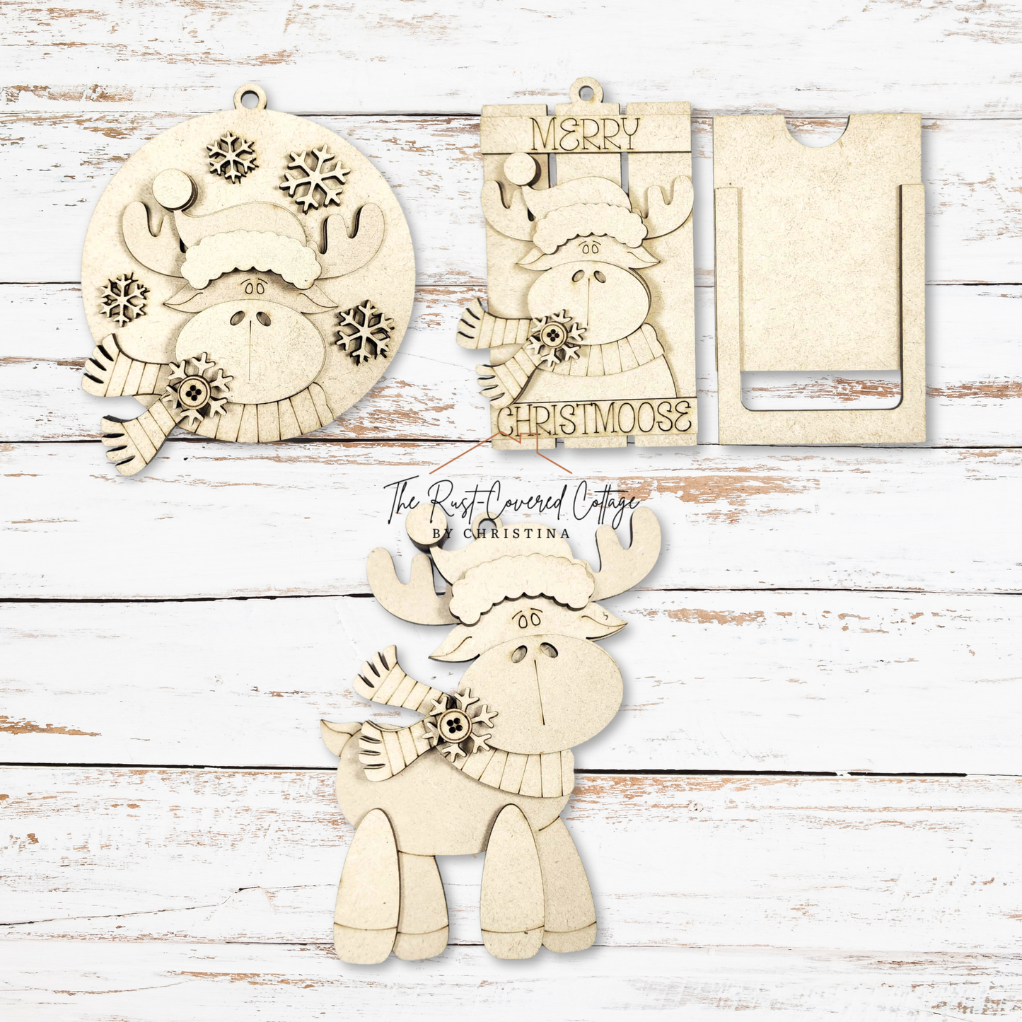 Christmas Moose Ornament Set | Layered Holiday DIY Wood Kit