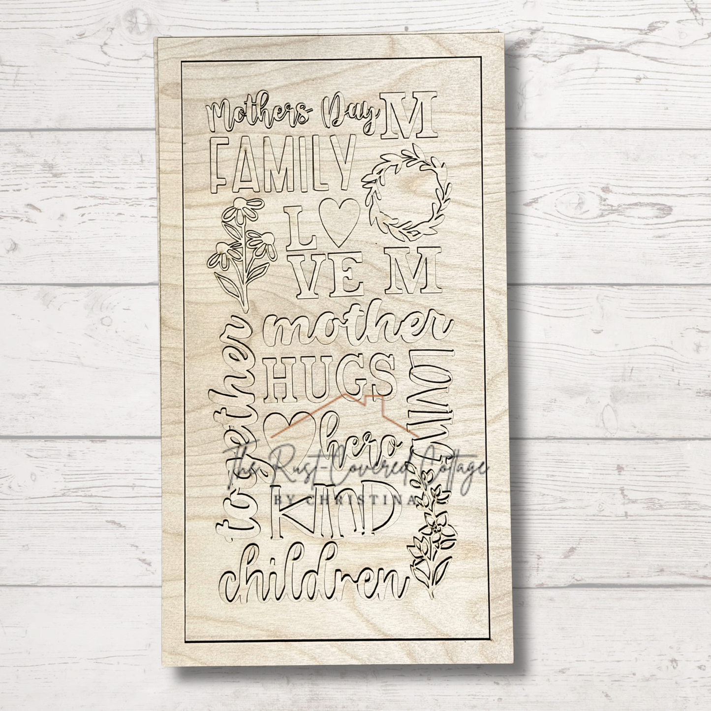 Mother’s Day Word Collage Wood Cutout – Laser Cut 1/4" Birch