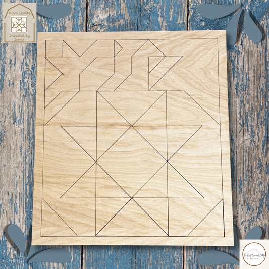 Ohio Star Pumpkin Quilt Block – Laser Cut Wood Kit, 11.5" x 10.5" | 1/4" Birch