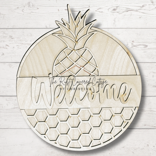 Pineapple Welcome Door Hanger – Laser Cut Wood Kit in 10.5" or 15"
