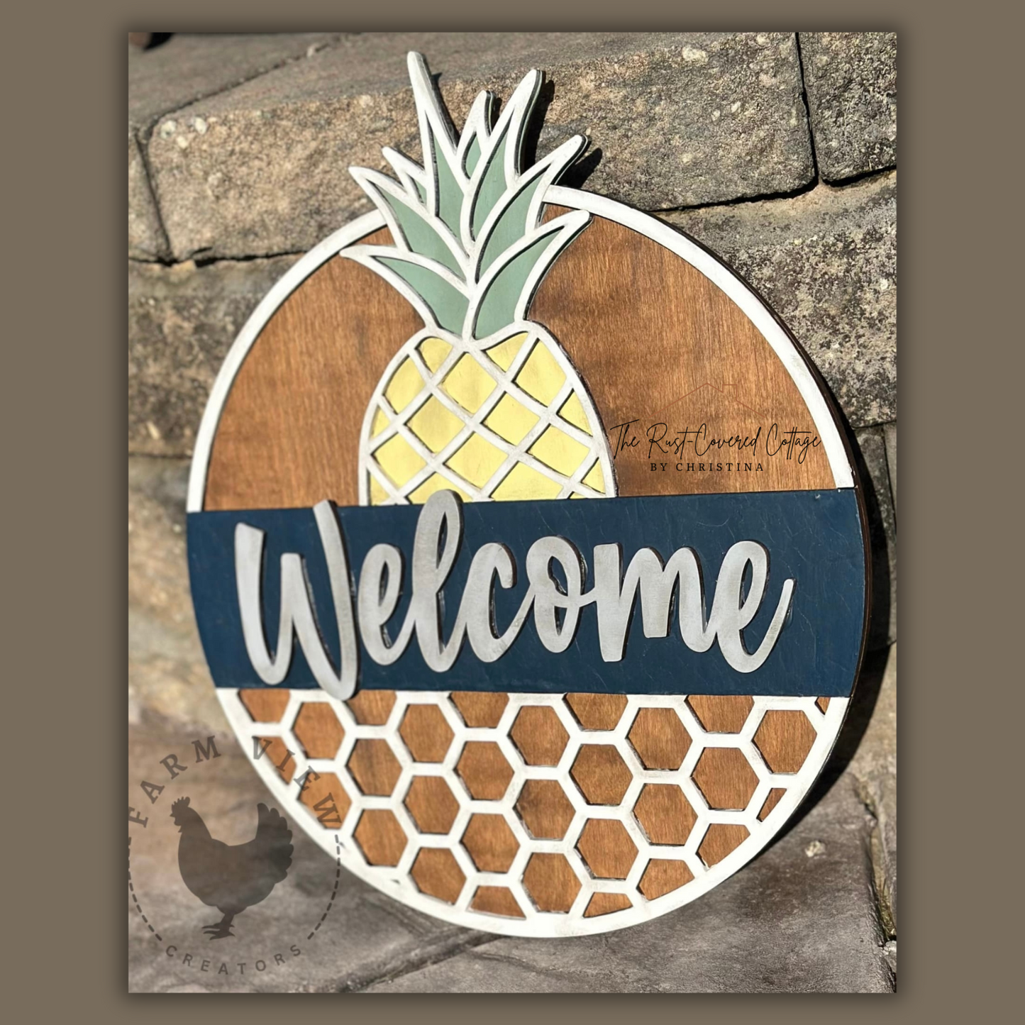 Pineapple Welcome Door Hanger – Laser Cut Wood Kit in 10.5" or 15"
