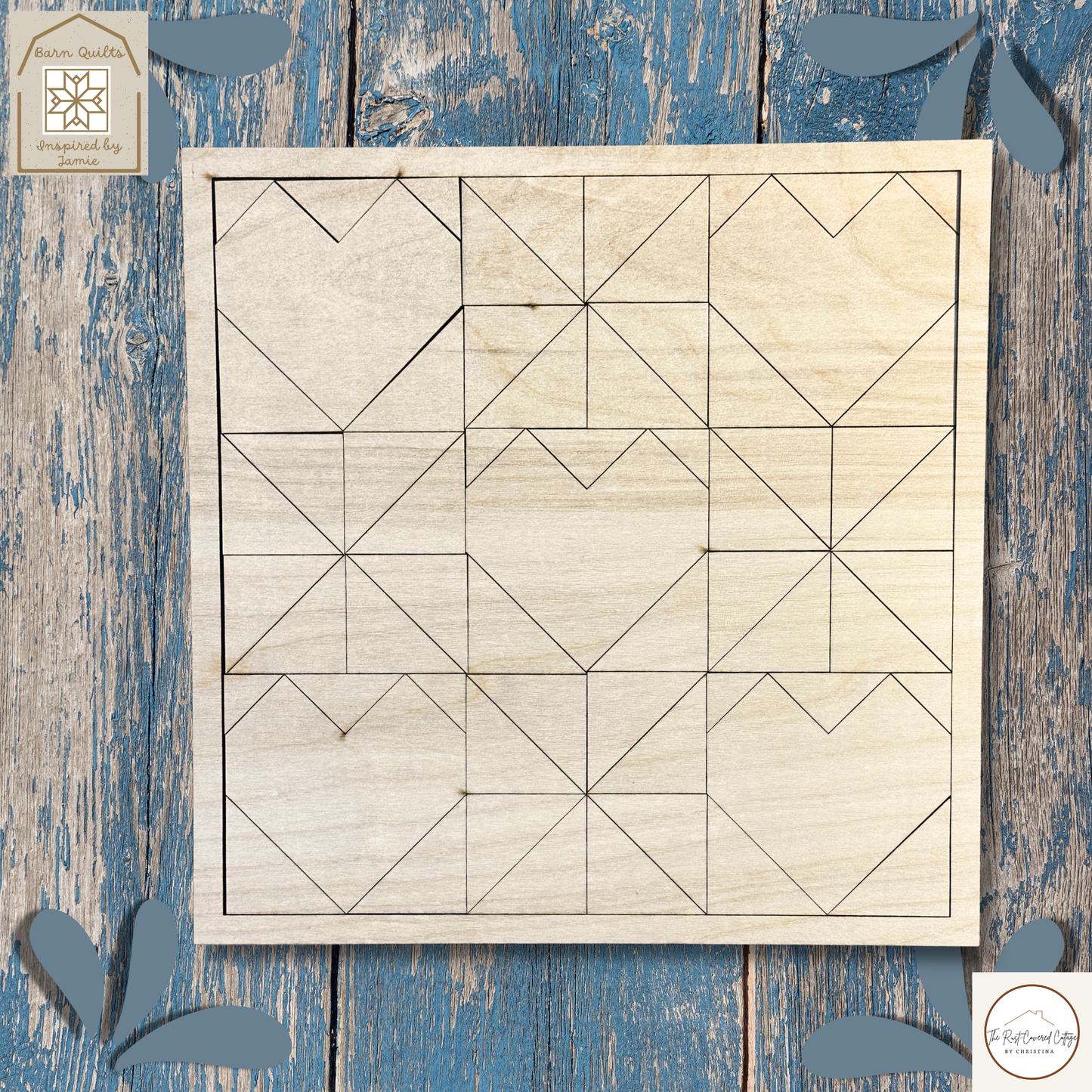 Pinwheels & Hearts Quilt Block – DIY Wood Kit