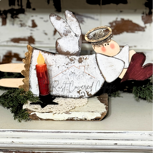 Prim Finished Prim Flying Angel Wood Kit | Home Decor