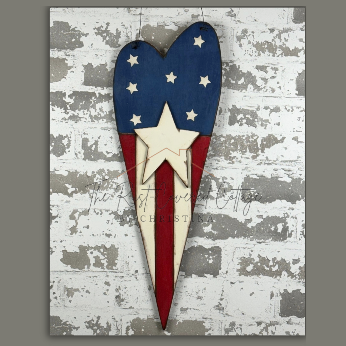Primitive Patriotic Heart – Laser Cut 1/4" Birch Wood Kit, 16.5" Tall