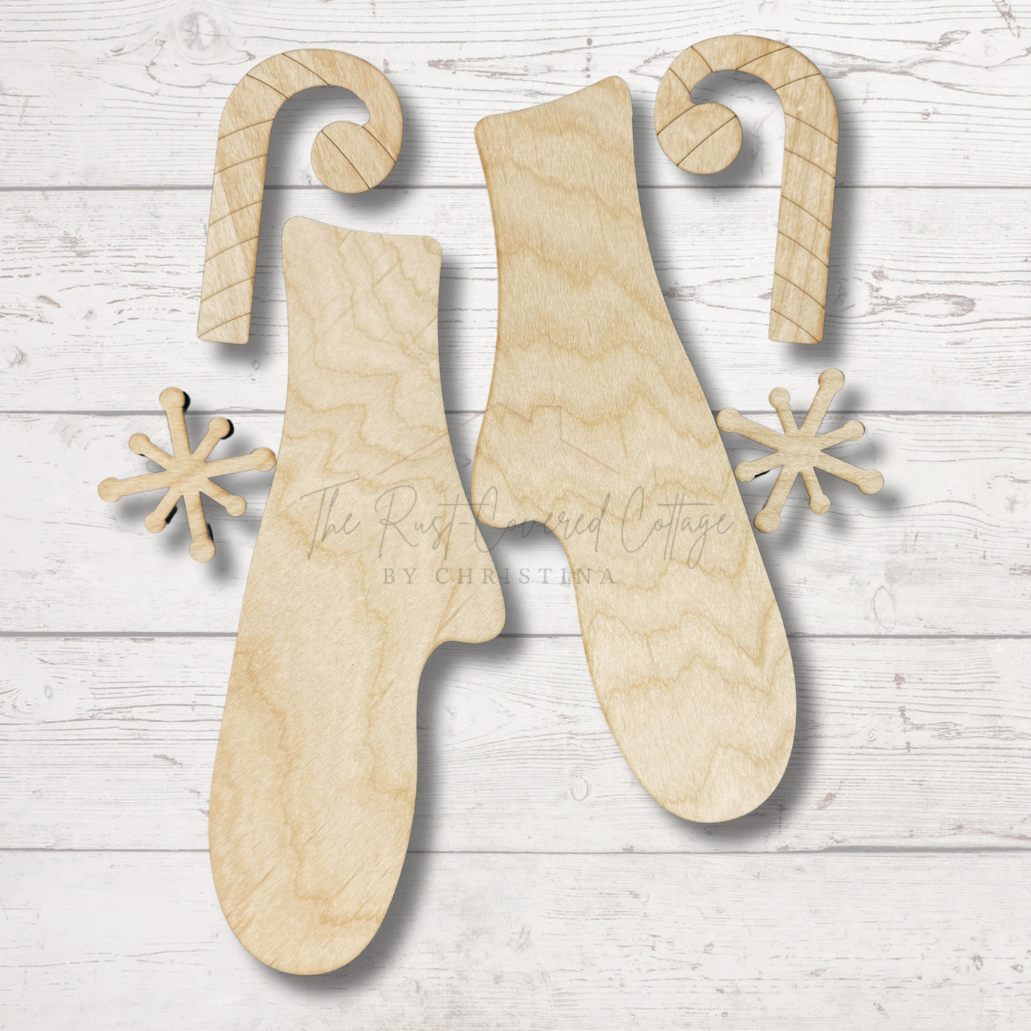 Primitive Mittens DIY Wood Kit | Set of 2 Laser Cut Birch Mittens (8" x 3")
