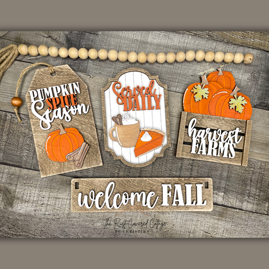 Pumpkin Spice Season Interchangeable Wagon Set | DIY Unfinished Wood Kit – Fits Interchangeable Wagon