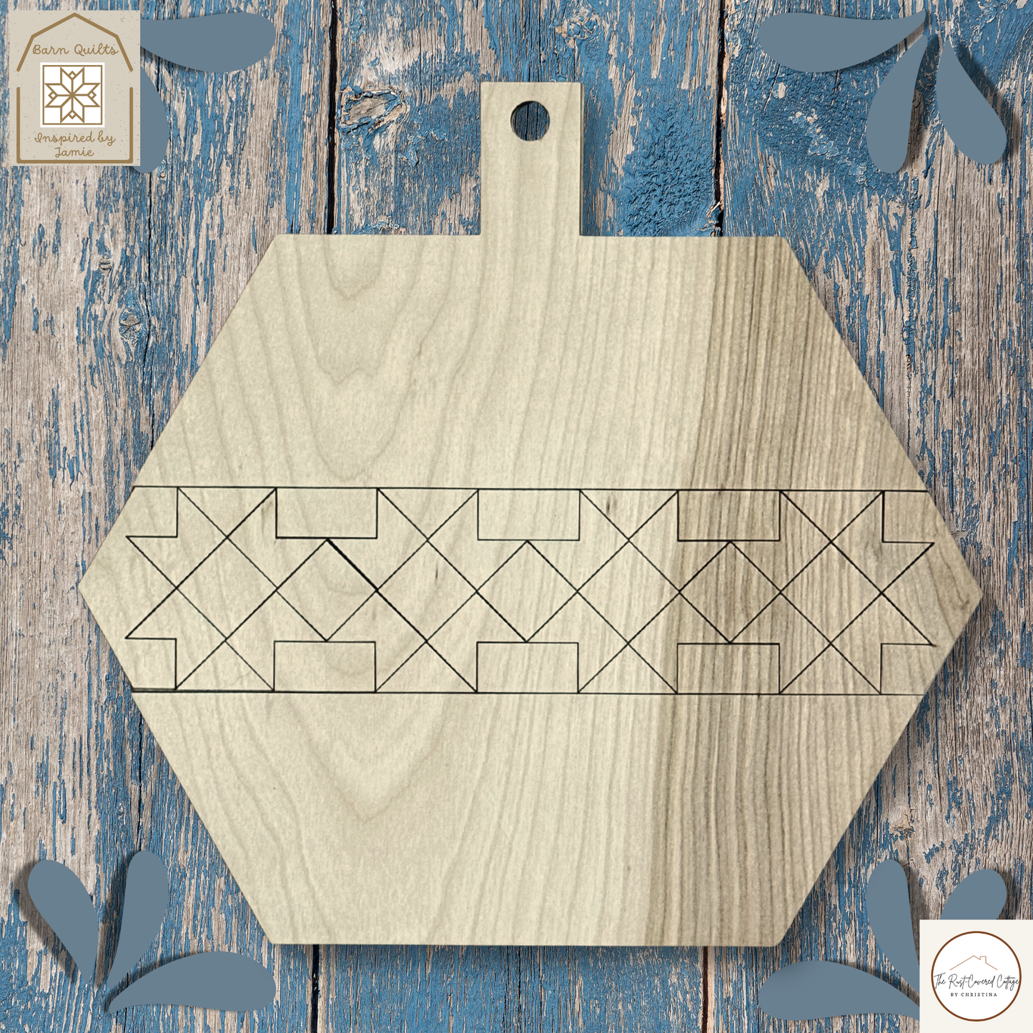 Pumpkin Barn Quilt Door Hanger – Laser Cut Wood Kit, 10.5" or 15" | 1/4" Birch