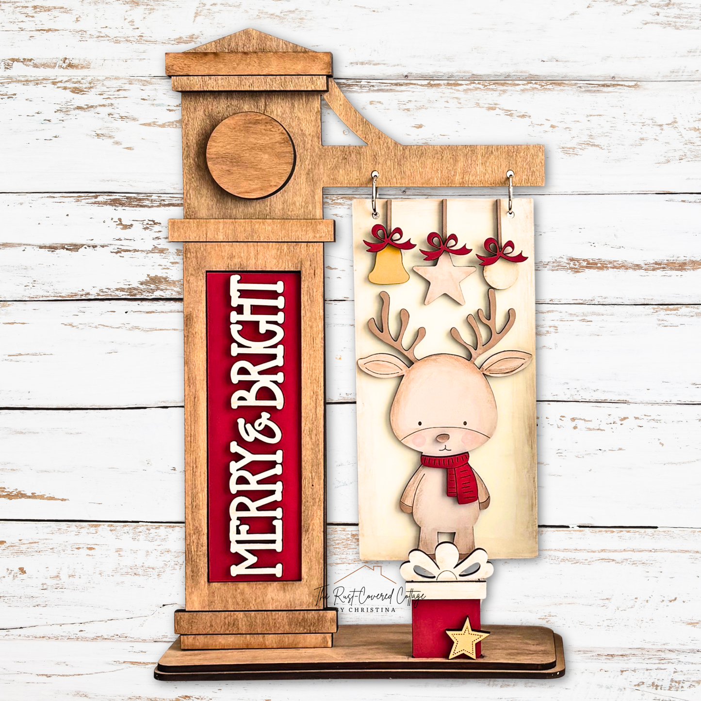 Reindeer Insert for Interchangeable Sign Post Holder | Laser Cut Christmas Wood Kit