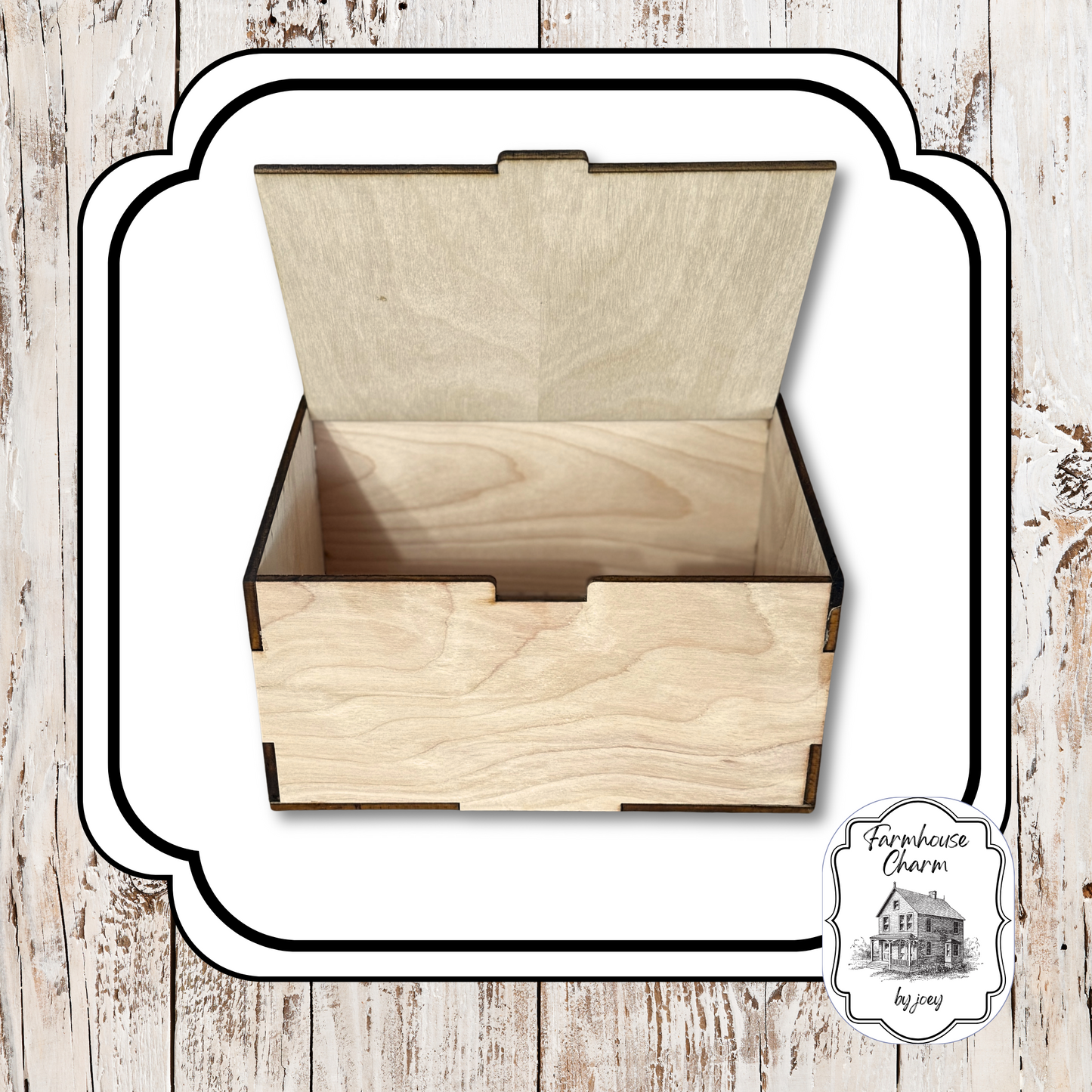Rustic Recipe Keeper DIY Wood Box | Laser Cut Birch | Farmhouse Kitchen Organizer