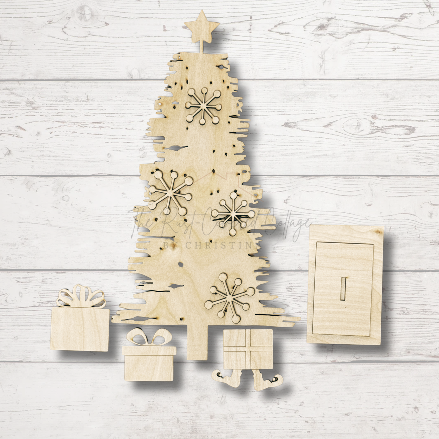Rustic Christmas Tree DIY Wood Kit | 15" Tall Laser Cut Birch Holiday Craft