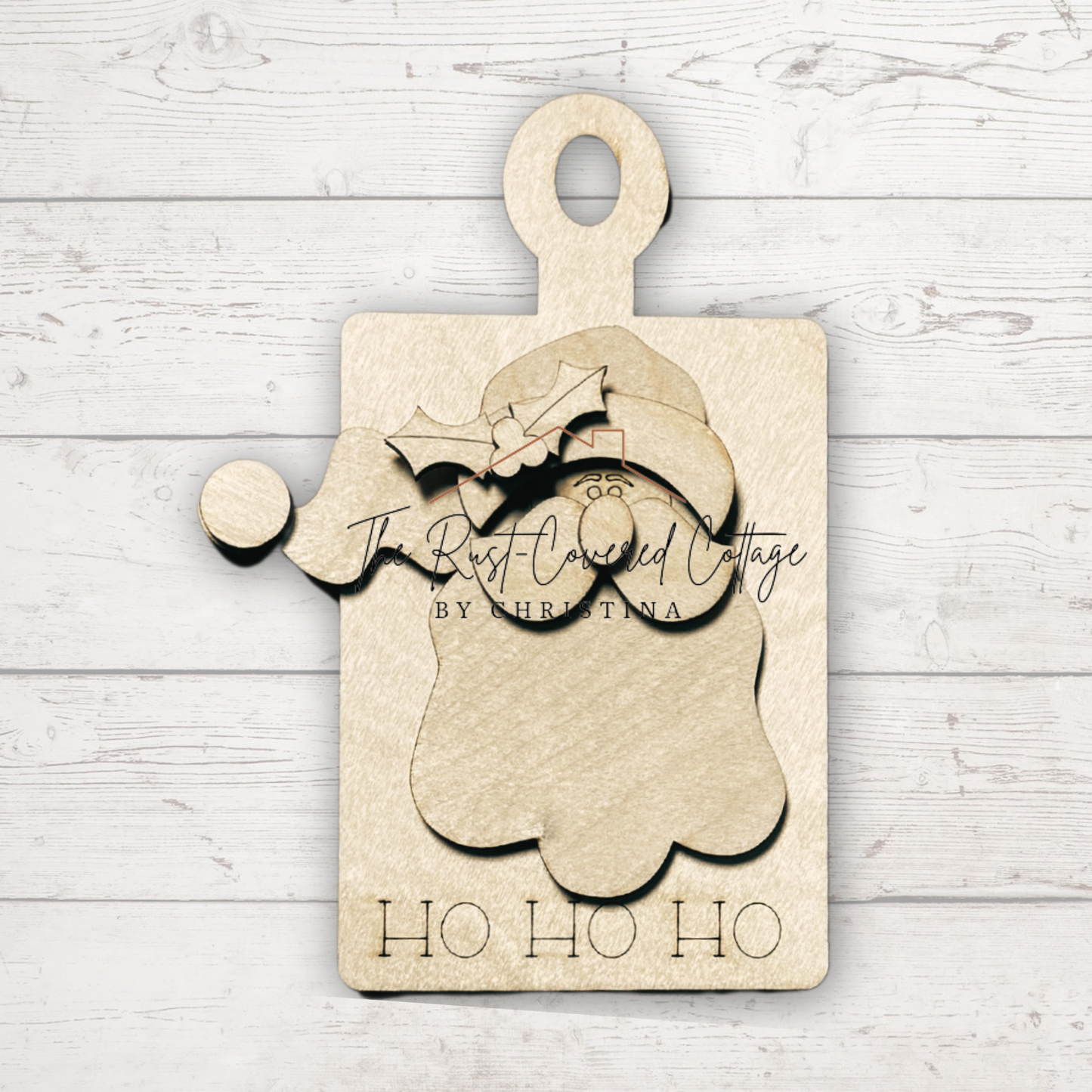 Santa Face on Decorative Cutting Board DIY Wood Kit | 6" Laser Cut Birch Christmas Craft