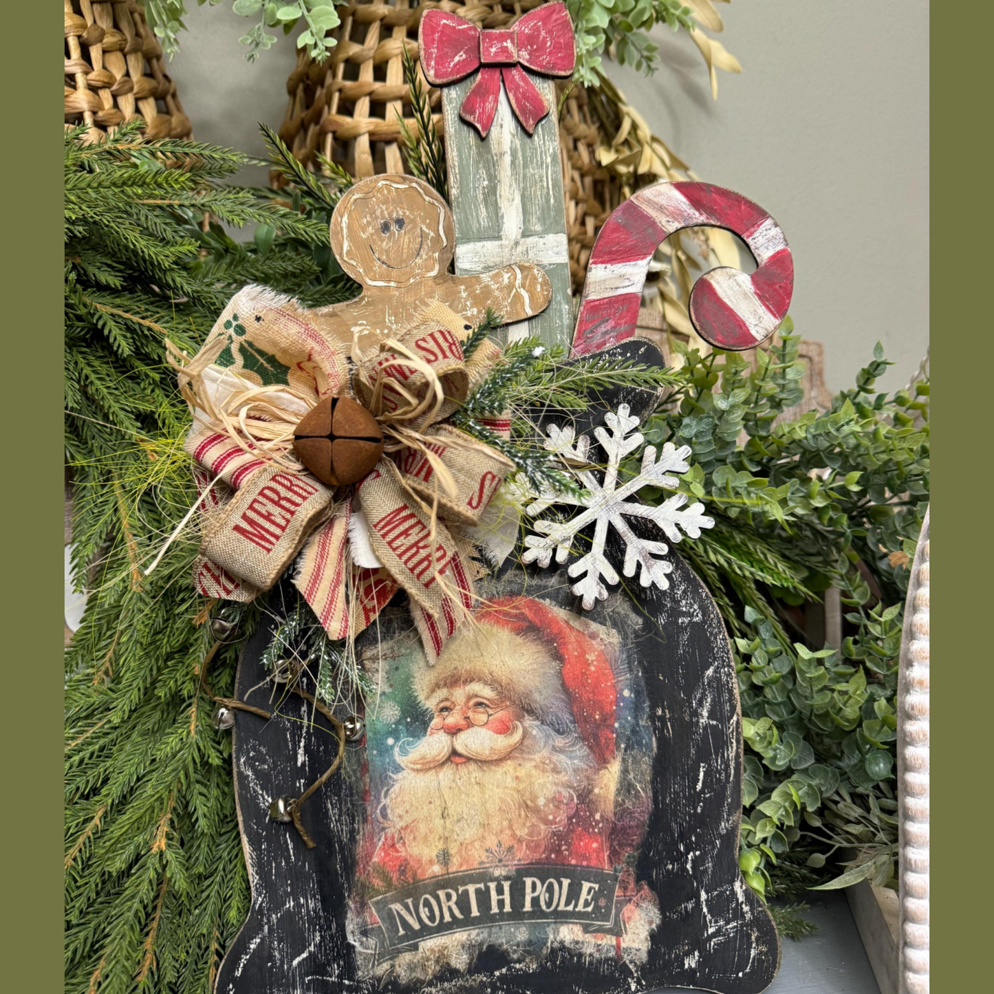 Santa’s Gift Bag DIY Wood Kit | Unfinished Christmas Craft | 11" x 9" Laser Cut Birch