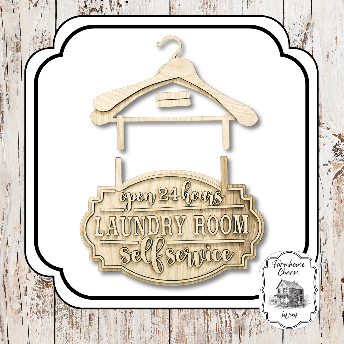 Laundry Room Self-Service Sign DIY Kit – Farmhouse Hanger Style