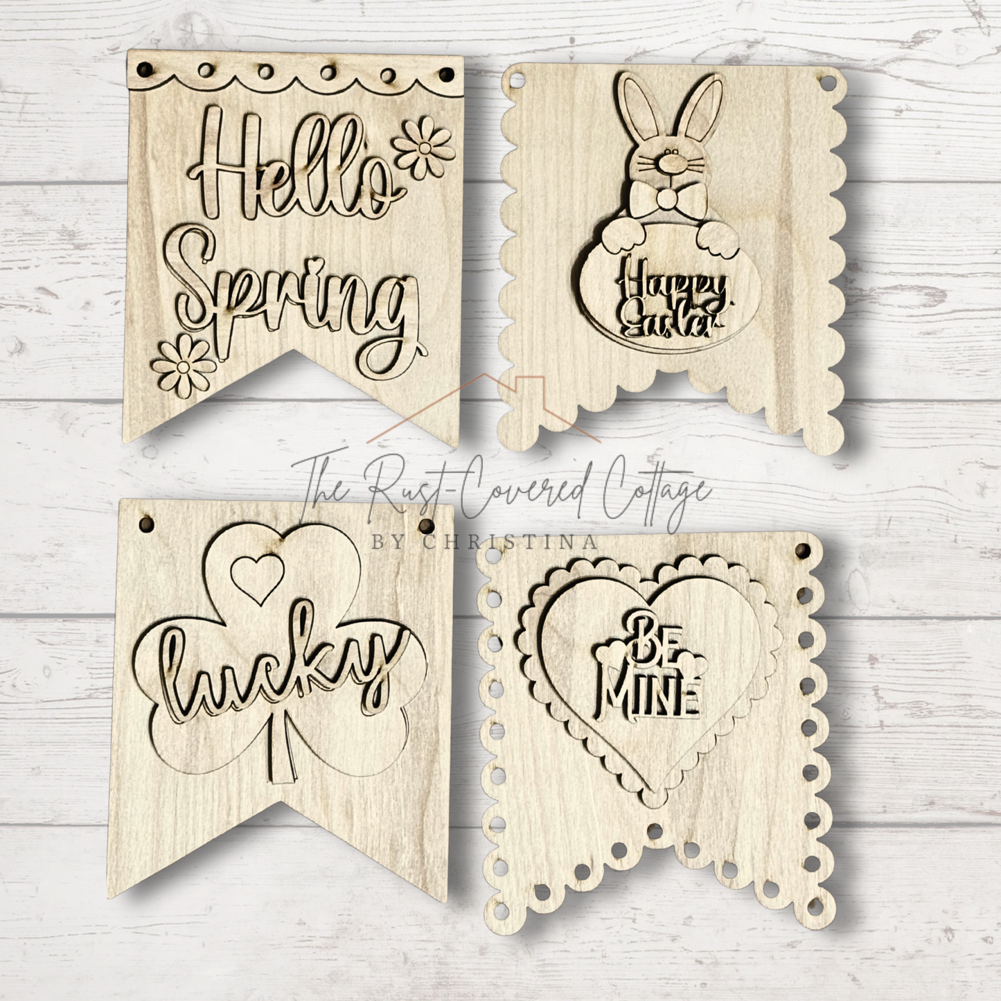 Spring Mini Hanger Signs | Set of 4 DIY Unfinished Wood Kit