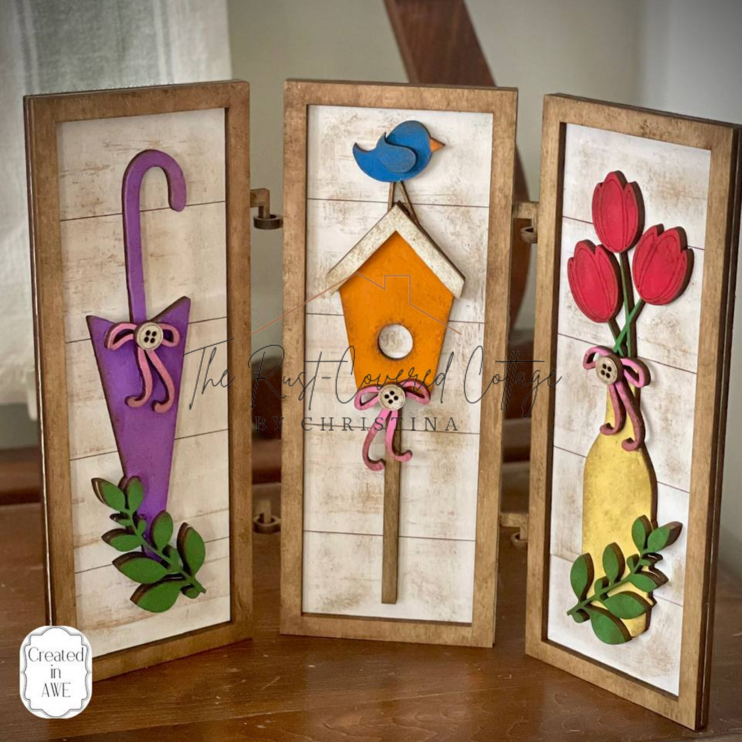 Spring Trio Hinged Sign Set – Unfinished Wood Kit