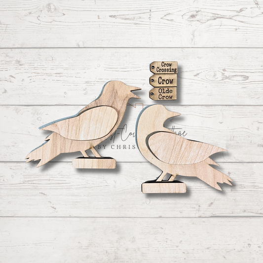 Standing Crow| DIY Laser Cut Wood Kit - Small Set of 2