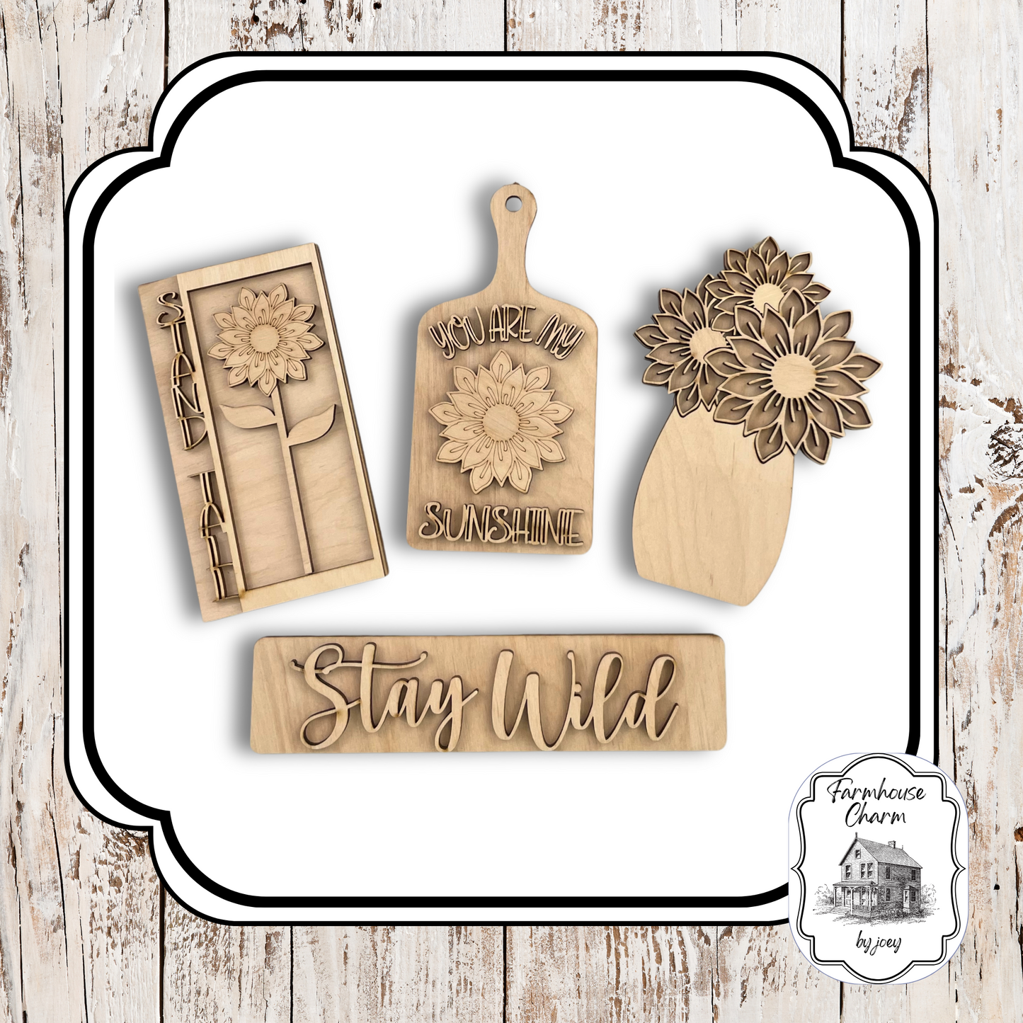 Stay Wild Sunflower Decor Set | DIY Wood Kit | Farmhouse Craft