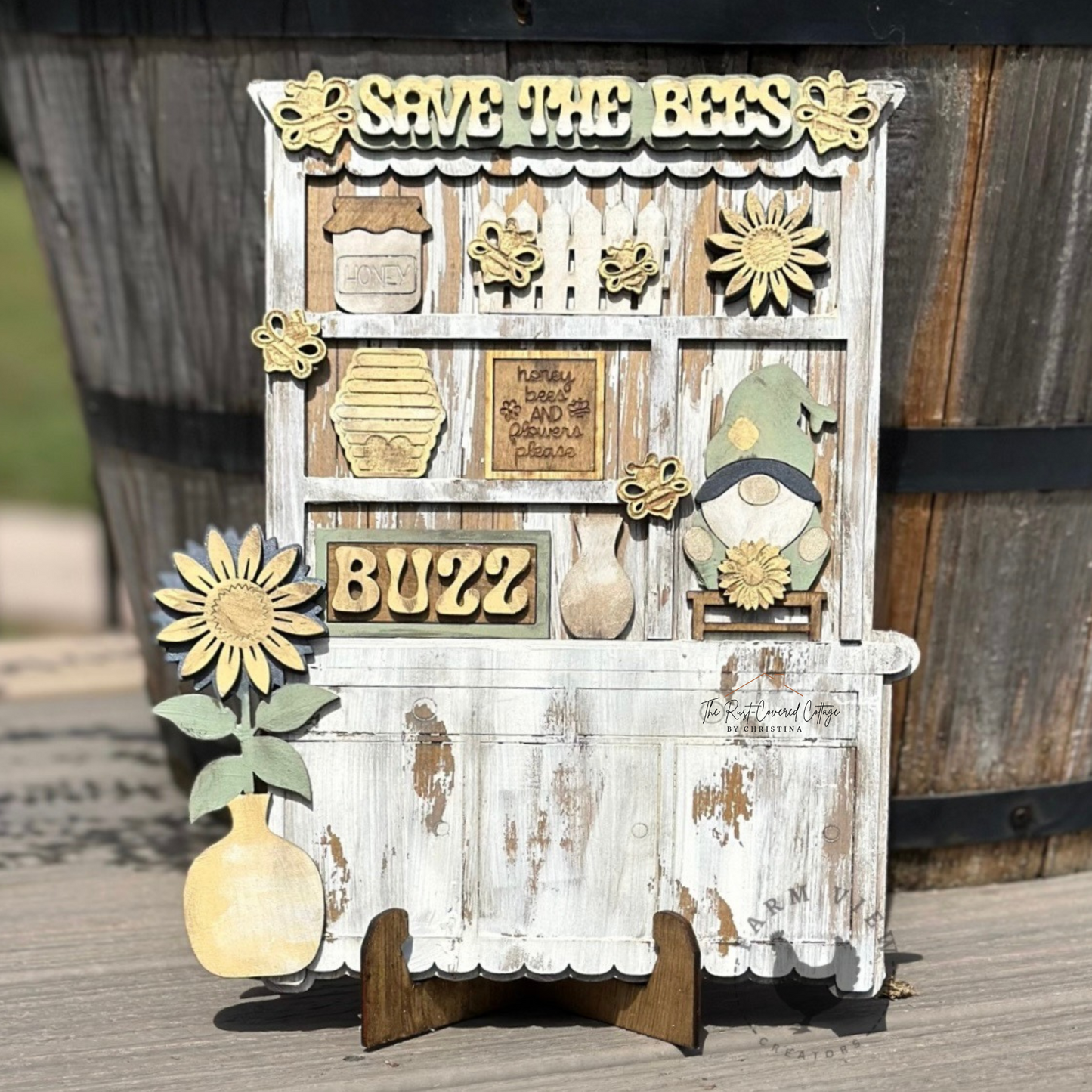 Sunflowers & Bees Hutch | Cottage Hutch Series
