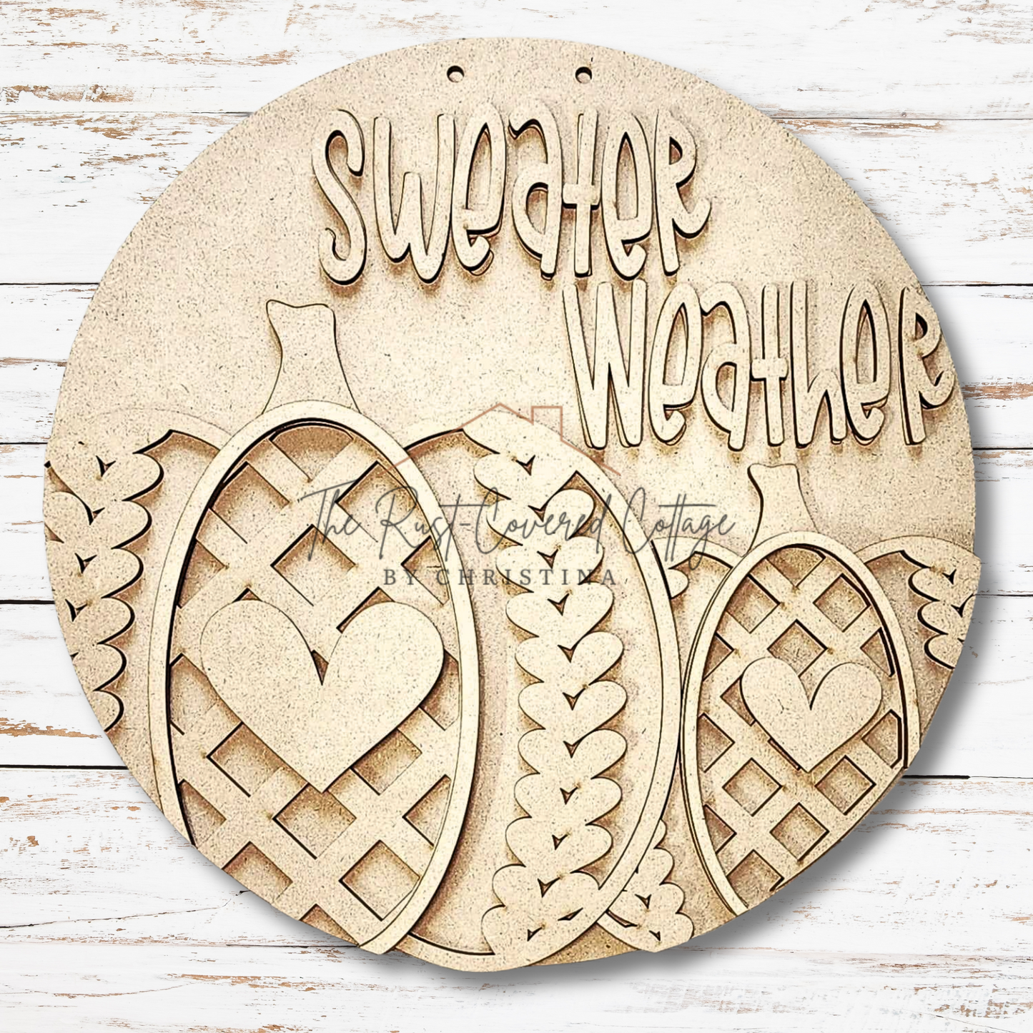 Sweater Weather Door Round | DIY Wood Kit | 10.5" or 15" | Laser Cut Birch