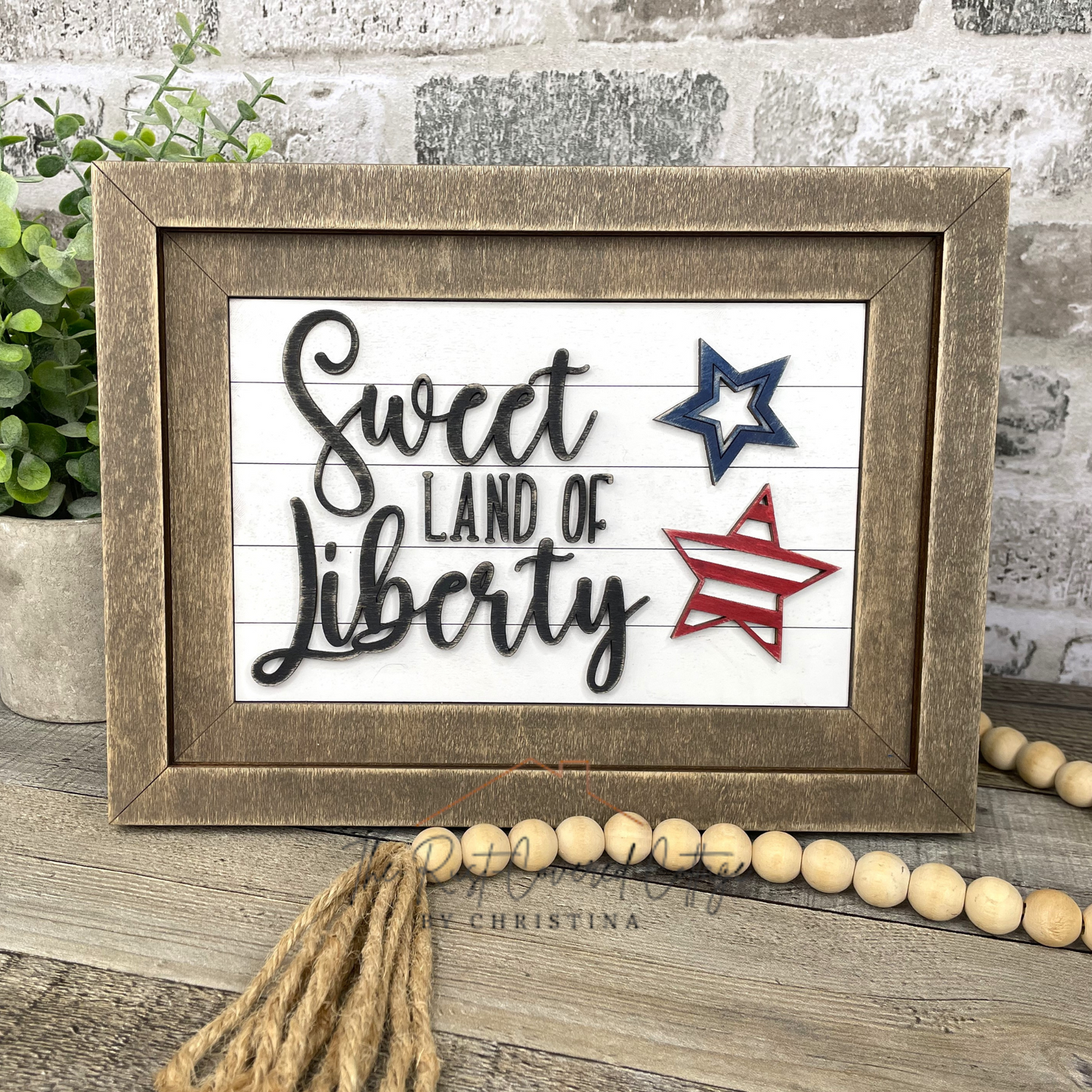 Sweet Land of Liberty Insert – Fits Chunky Farmhouse Frame | Patriotic Wood Decor